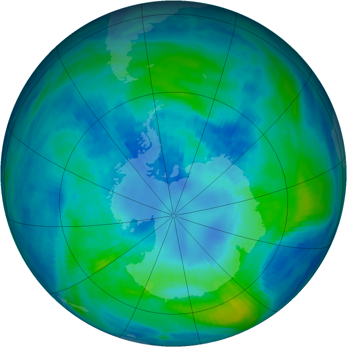 Antarctic ozone map for 08 April 1991